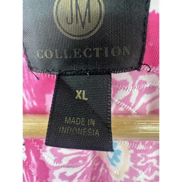 JM Collection Top XL Cute Floral Stretch Knit Short Sleeve Shirt Blouse Pink - Picture 2 of 8